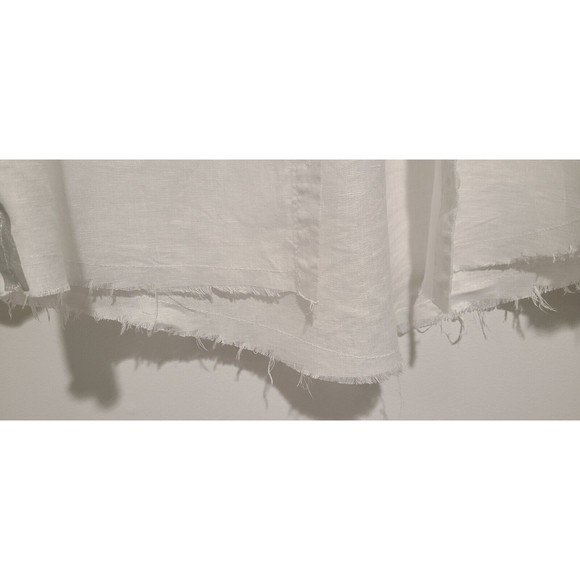 For Cynthia Womens Linen Button Down Shirt Size PM White Long Sleeve Collared - Picture 5 of 8